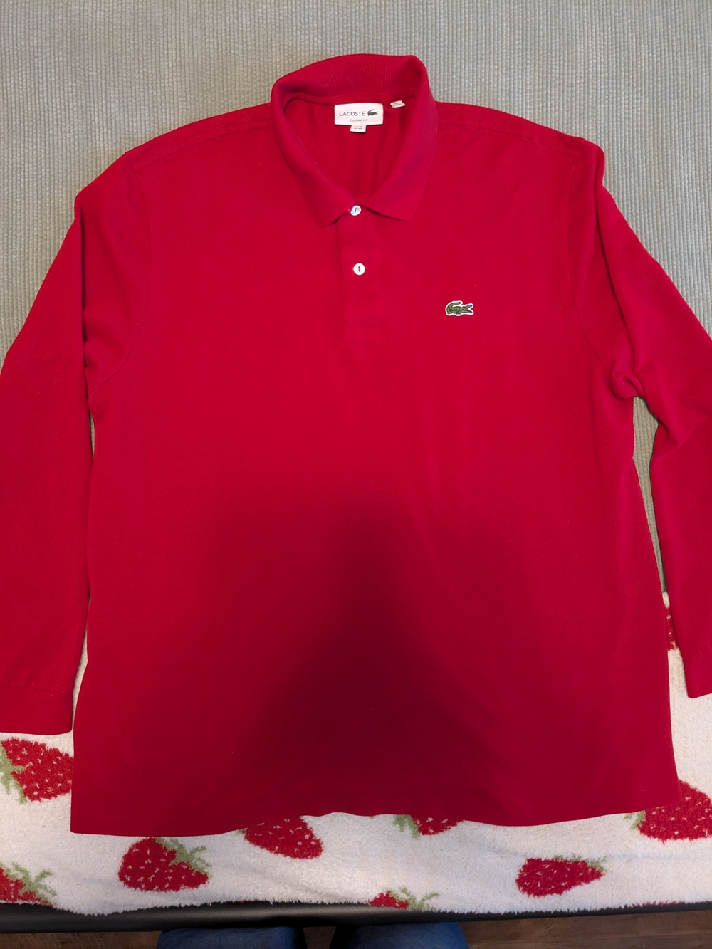 Lacoste Classic Fit Polo Long Sleeve Shirt Ruby Red Size XXL